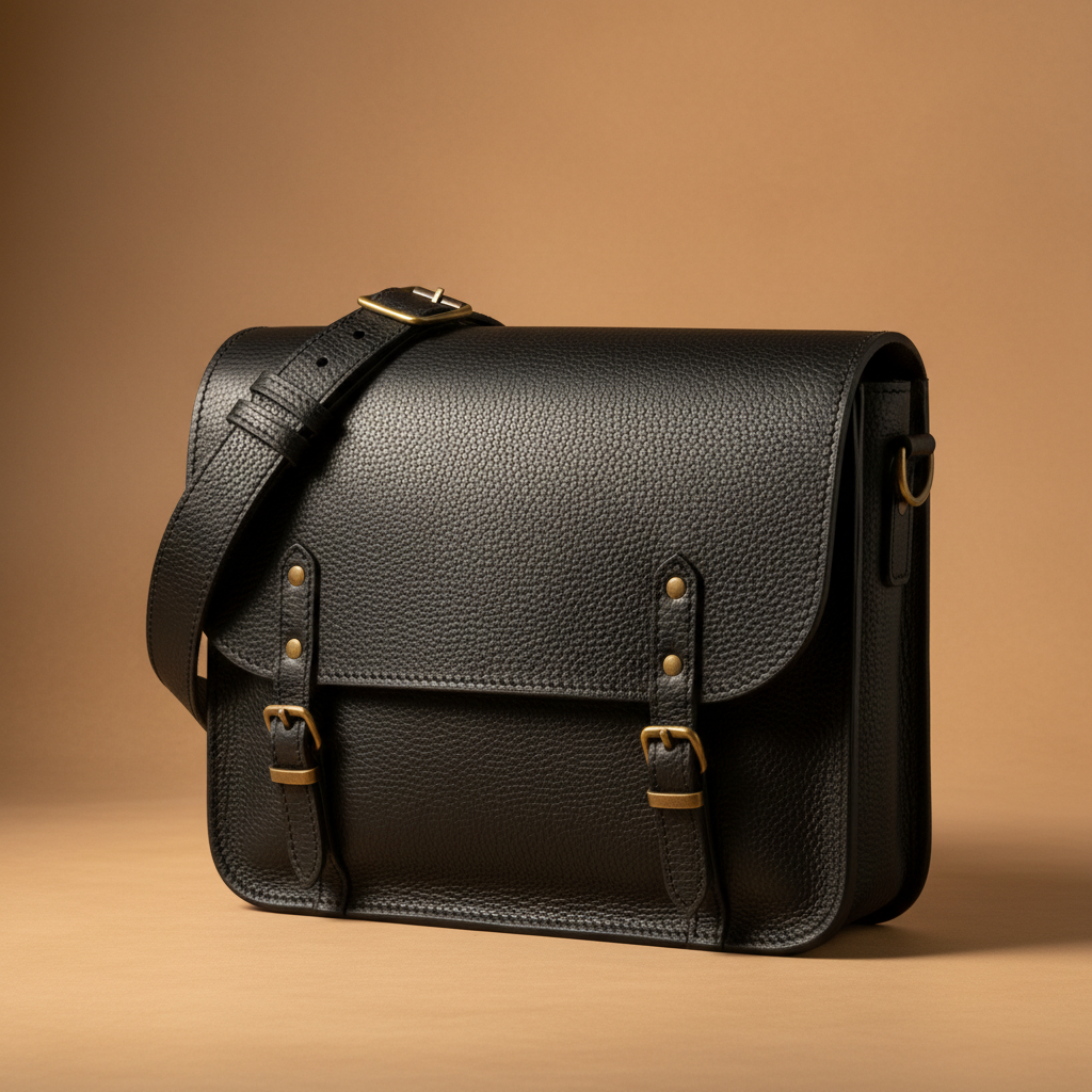 Besace Cuir Grainé Noir