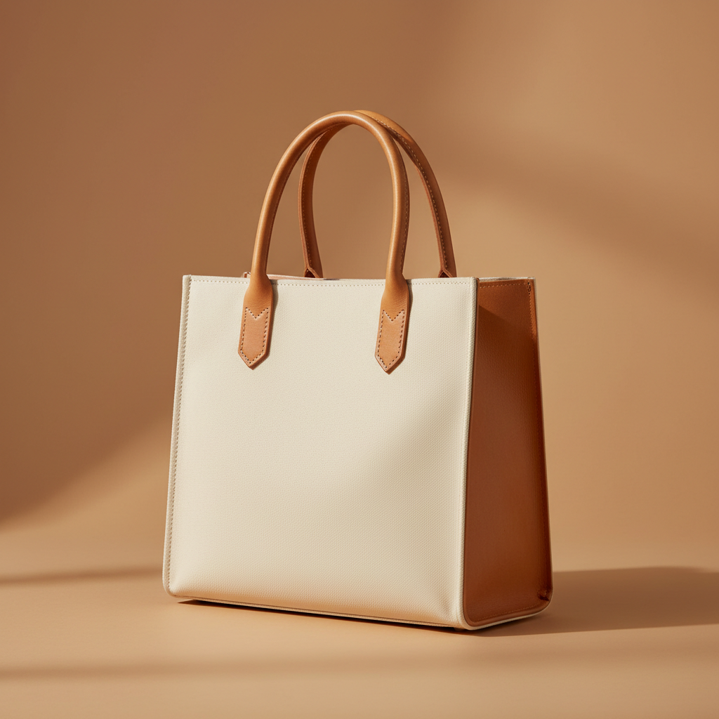 Cabas Toile & Cuir Naturel